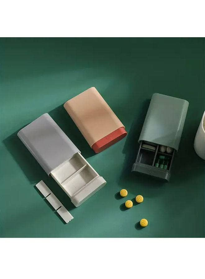 Blue Portable Weekly Pill Organizer With Push Tray System For Vitamins And Travel - Image 3
